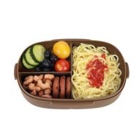 Lonchera 850ml con Cubiertos Marron para Guardar Snacks y Frutas Diario YRegalo Sticker