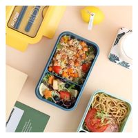 Taper Compacto 850ml con Cubiertos Color Azul y Amarillo para Cocina y Hogar