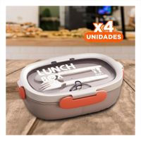 Pack4 Porta Comida 850ml con Cubiertos Marron para Mantener Comida Fresca Casa YRegalo Sticker