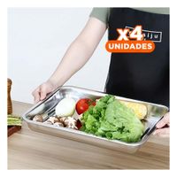 Pack4 Bandeja De Acero Para Cocina Hogar Y Reposteria Plateado 60x40x2cm YPapel Regalo