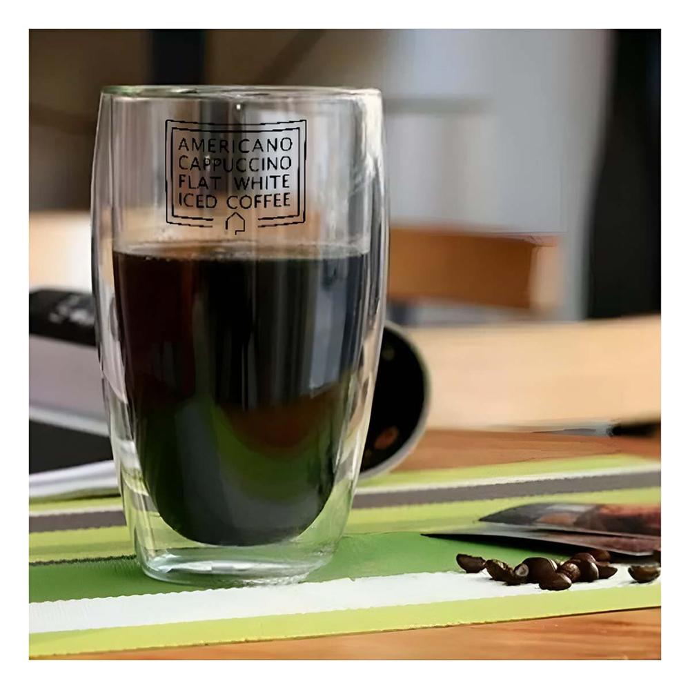 Vaso con Capacidad 450 ML para Frappuccino en Vidrio Doble Capa Color Transparente Y notas