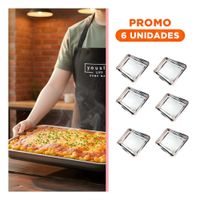 Pack6 Plato rectangular de acero plateado para servir y decorar mesa YRegalo Sticker