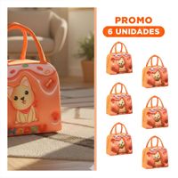 Pack6 Porta Alimentos Compacto para Snacks con Imagen Perro Naranja Y Regalo Sticker