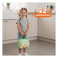 Pack2 Caja Termica con Grafico Pato para Refrigerio Diario Verde Y Papel Regalo