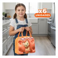 Pack6 Porta Alimentos Infantil para Refrigerio con Diseño Perro Naranja