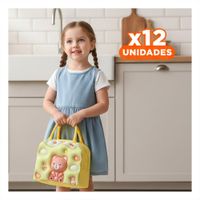 Pack12 Maletin Kawaii Oso Transporte Seguro para Alimentos Amarillo Y Regalo Sticker
