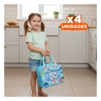 Pack4 Porta Alimentos Termico para Llevar Comidas Frescas Celeste Y Papel Regalo