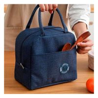 Lonchera Termica Compacta con Bolsillo Exterior Etiqueta Oso Azul marino Y notas