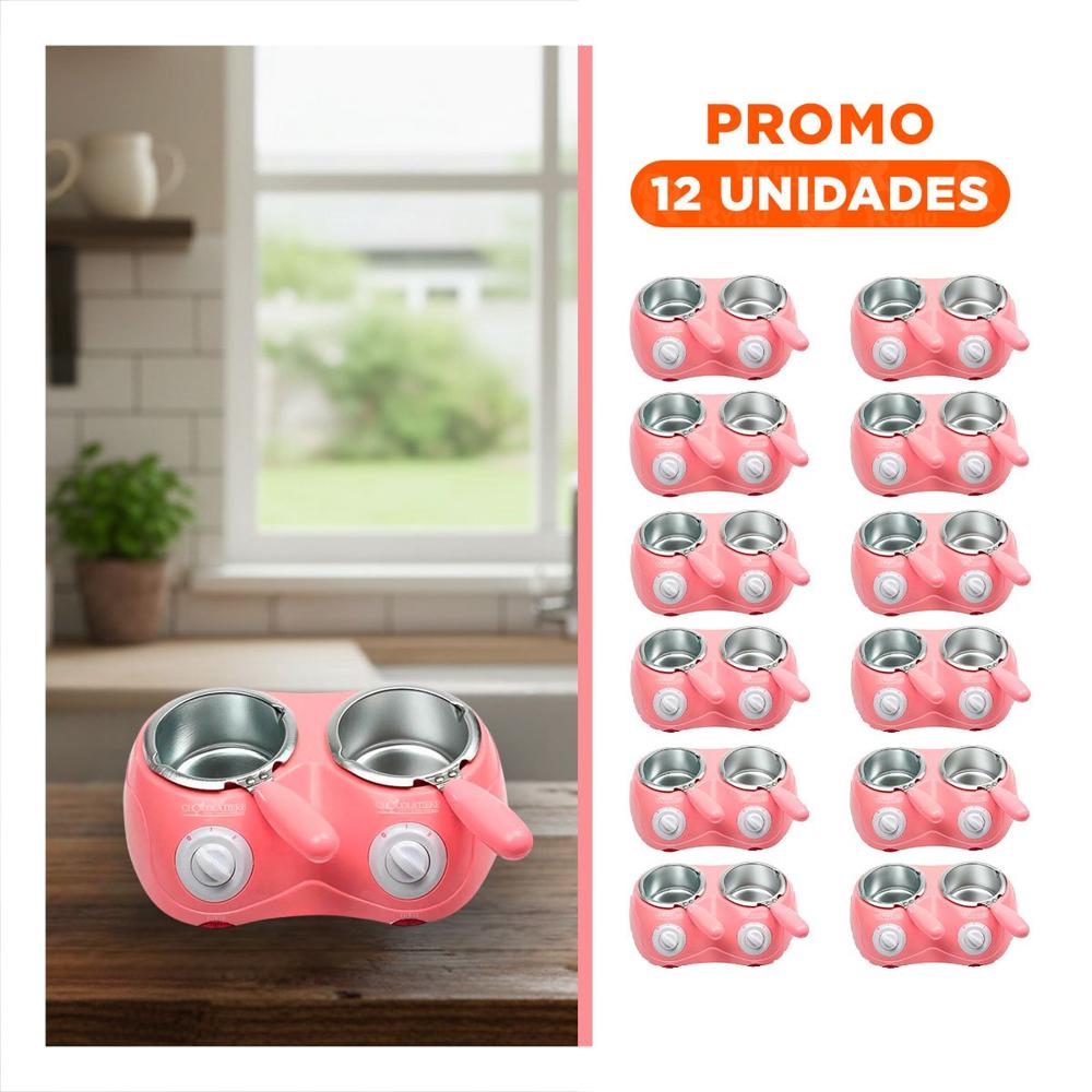 Pack6 Ollita para bebidas de chocolate doble con accesorios en rosado Y Regalo Sticker