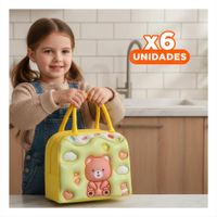 Pack6 Porta Alimentos Kawaii Oso con Guardado Extra Amarillo