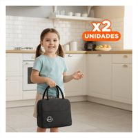 Pack2 Fiambrera y Bolsillo Exterior Comoda para Transportar Negro Y Papel Regalo
