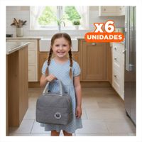 Pack6 Porta Alimentos y Bolsillo Exterior con Guardado Frontal Plomo