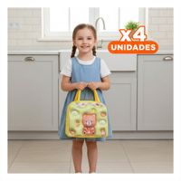 Pack4 Fiambrera Kawaii Oso Practica para Oficina Amarillo Y Papel Regalo