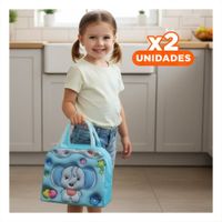 Pack2 Porta Alimentos Termico con Figura Decorativa Infantil Celeste Y Papel Regalo