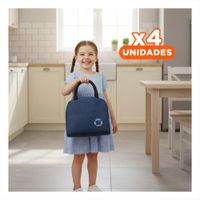 Pack4 Bolsa Termica Compacta con Bolsillo Exterior Etiqueta Oso Azul marino Y Papel Regalo