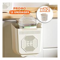 Pack12 Cesto Plegable Puerta 22x21x12cm Plomo y Crema para Cocina Y Papel Regalo
