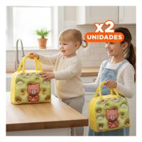 Pack2 Fiambrera Kawaii Oso Moderna para Almuerzos Amarillo