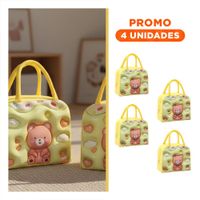 Pack4 Fiambrera Kawaii Oso Funcional y Compacta Amarillo