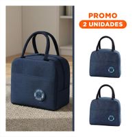 Pack2 Bolsa Termica de Transporte con Bolsillo Etiqueta Oso Azul marino Y Regalo Sticker