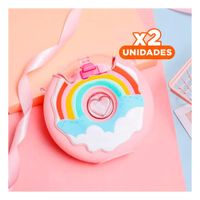 Pack2 Envase 14x5cm Circular Dona Rosado Arcoiris Para Bebidas en Casa y Fiesta Y Papel Regalo