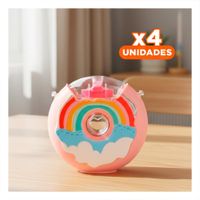 Pack4 Dispositivo 14x5cm Circular Dona Rosado Arcoiris Para Picnic Y Papel Regalo