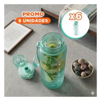Pack6 Cilindro Portatil con Filtro 1000ml Verde Transparente para Hidratacion Diaria