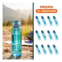 Pack12 Copa Portatil con Filtro 1000ml Azul Transparente para Beber en Casa o Oficina