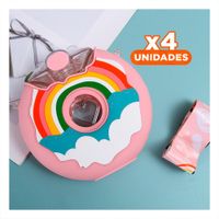 Pack6 Recipiente 14x5cm Circular Dona Rosado Arcoiris Para Bebidas Y Papel Regalo
