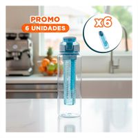Pack6 Cilindro Portatil con Filtro 1000ml Azul Transparente para Hidratacion Diaria