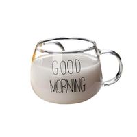 Taza 350 ML en Color Transparente de Vidrio con Frase Good Morning YRegalo Sticker