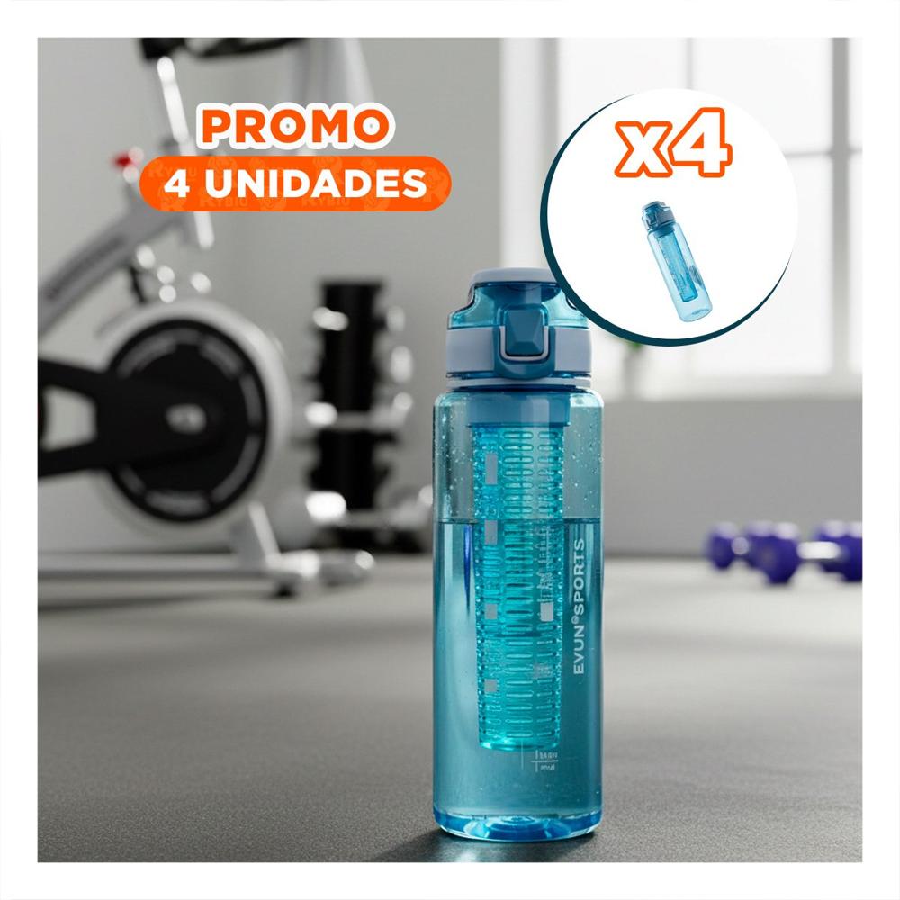 Pack4 Botellon Grande con Filtro 1000ml Azul Transparente para Hogar y Oficina YPapel Regalo