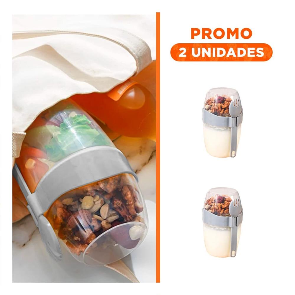 Pack2 Contenedor Yogurero Plomo con Cuchara Practica para Llevar YRegalo Sticker