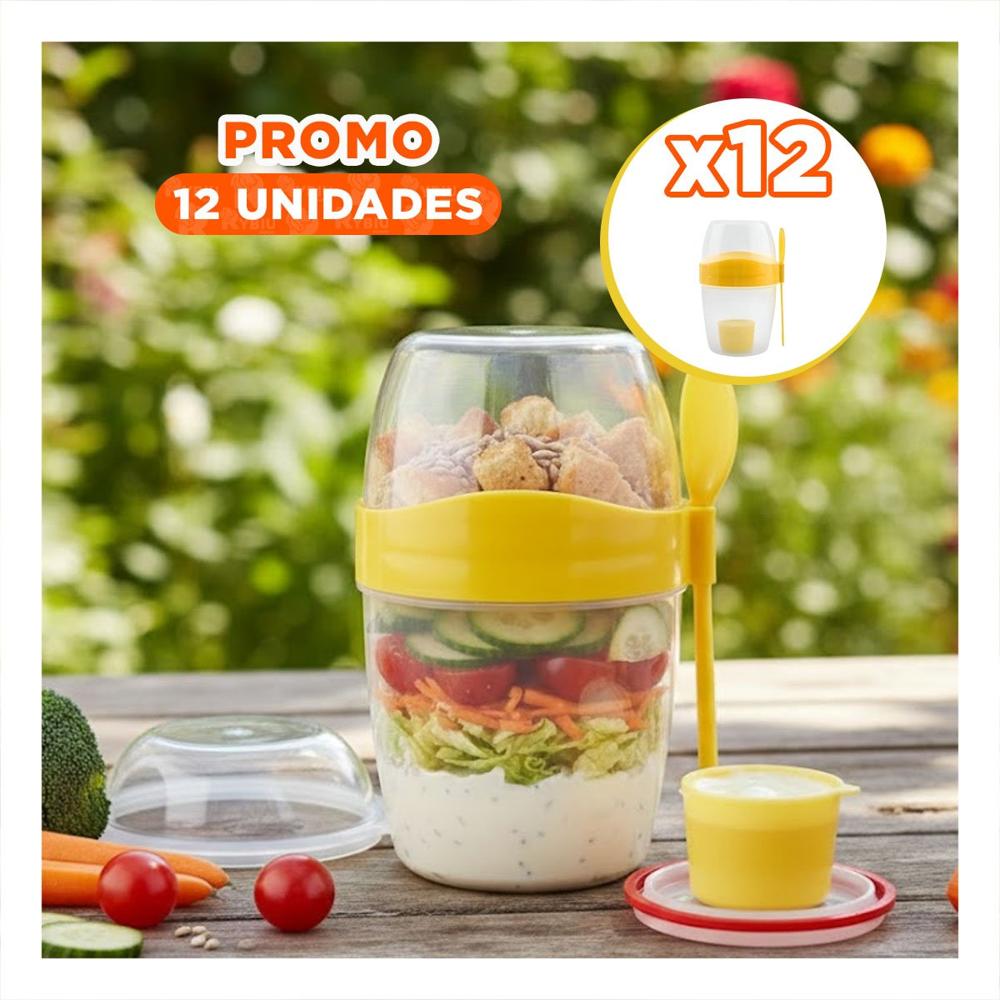 Pack12 Taza Yogur Amarilla con Formato Practico para Llevar en Mochila YRegalo Sticker