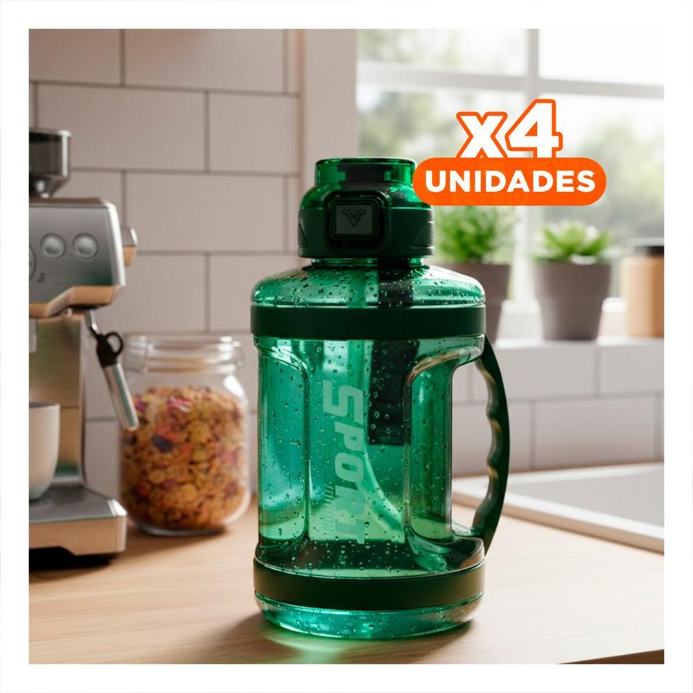 Pack4 Envase Bidon Verde Doble Pared Conserva la Temperatura de Bebidas YPapel Regalo