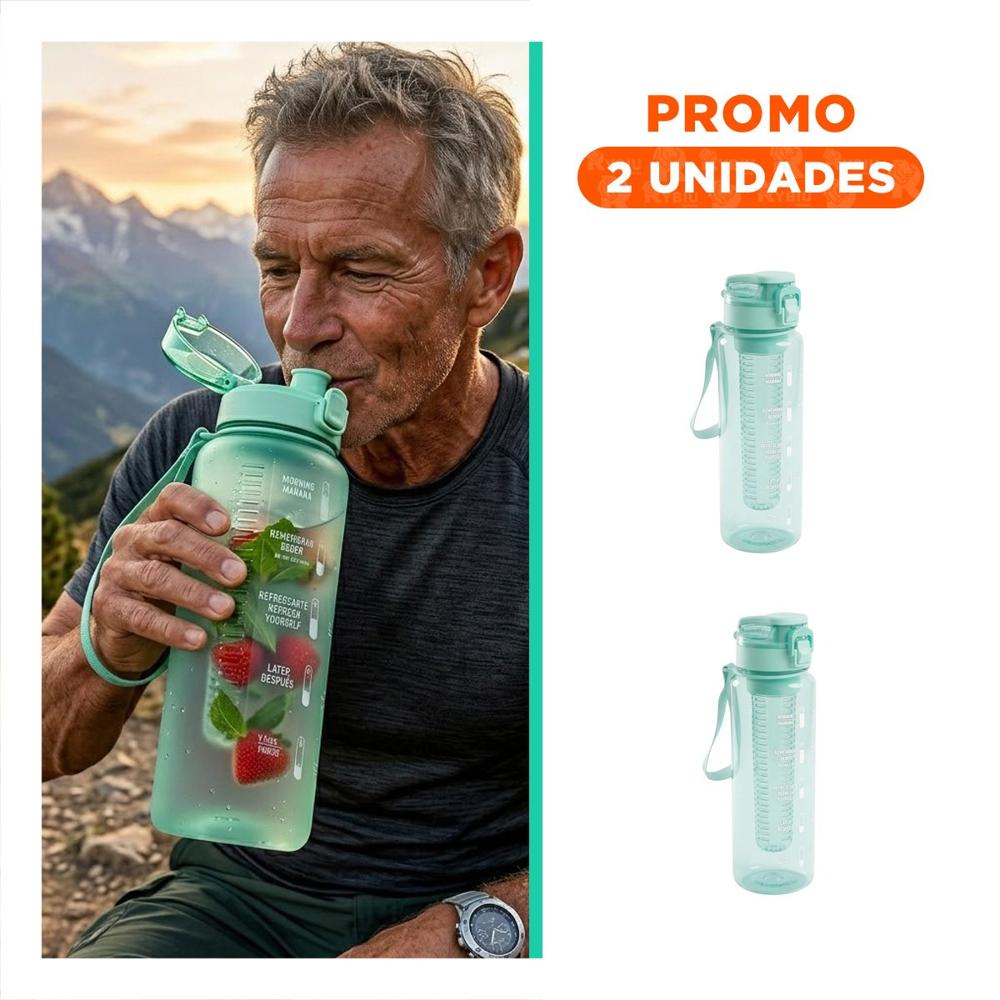 Pack2 Dispensador Reutilizable con Filtro 1000ml Verde Transparente de Bebida YRegalo Sticker