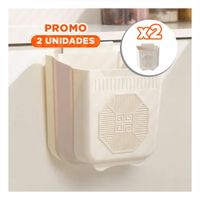 Pack2 Basurero Plegable para Puerta 26x25.5x15.5cm Crema y Plomo para Cocina Y Regalo Sticker