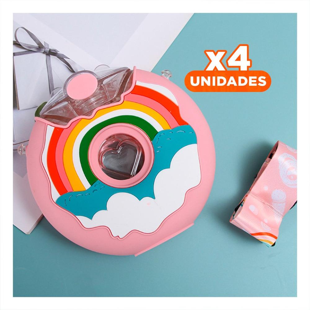 Pack6 Envase 14x5cm Circular Dona Rosado Arcoiris Para Uso Diario