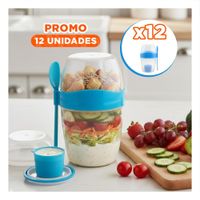 Pack12 Contenedor Yogur Azul con Tapa Ajustada Facil de Manipular YPapel Regalo
