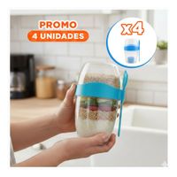 Pack4 Taza Yogur Azul con Diseno Compacto para Mochila o Bolsa YRegalo Sticker