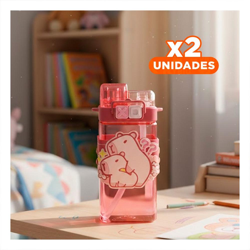 Pack2 Envase Doble Chupon con Correa Rosado Ligero y Comodo Transportar YPapel Regalo