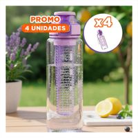 Pack4 Jarra Saludable con Filtro 1000ml Lila Transparente para Uso Diario YRegalo Sticker