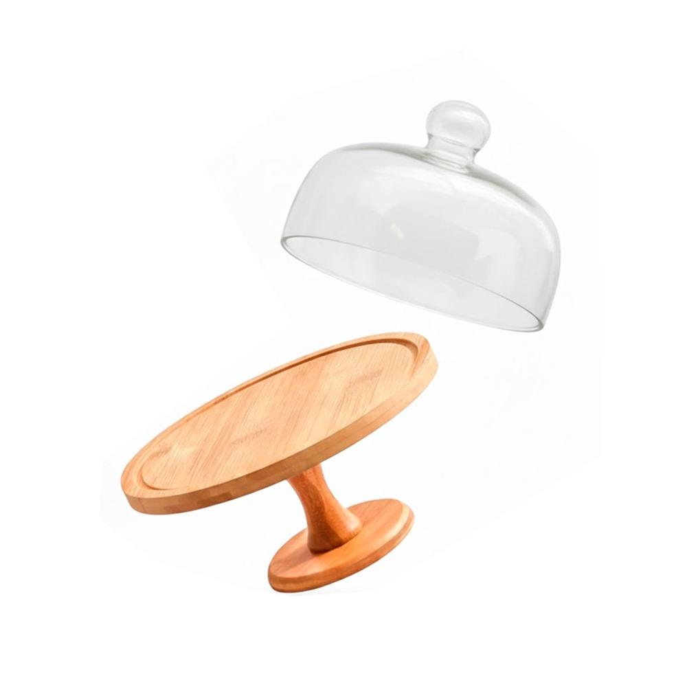 Plataforma Madera con Cupula de Vidrio 30cm Transparente para Postres YRegalo Sticker