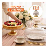 Pack2 Tapa con Cupula Transparente Lazo Dorado 33.5x26cm Para Exhibir