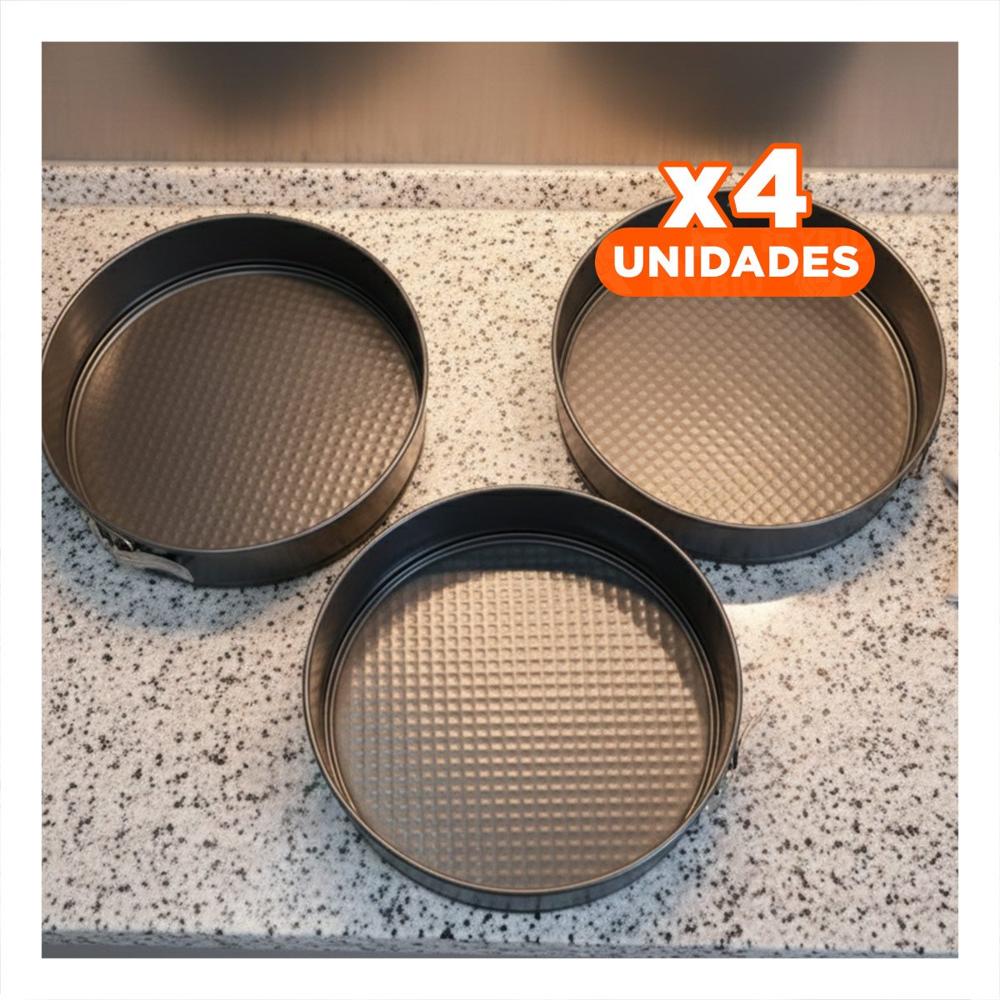 Pack4 Modelo Desmontable de Reposteria Plateado 3 Moldes Circulares Y Regalo Sticker