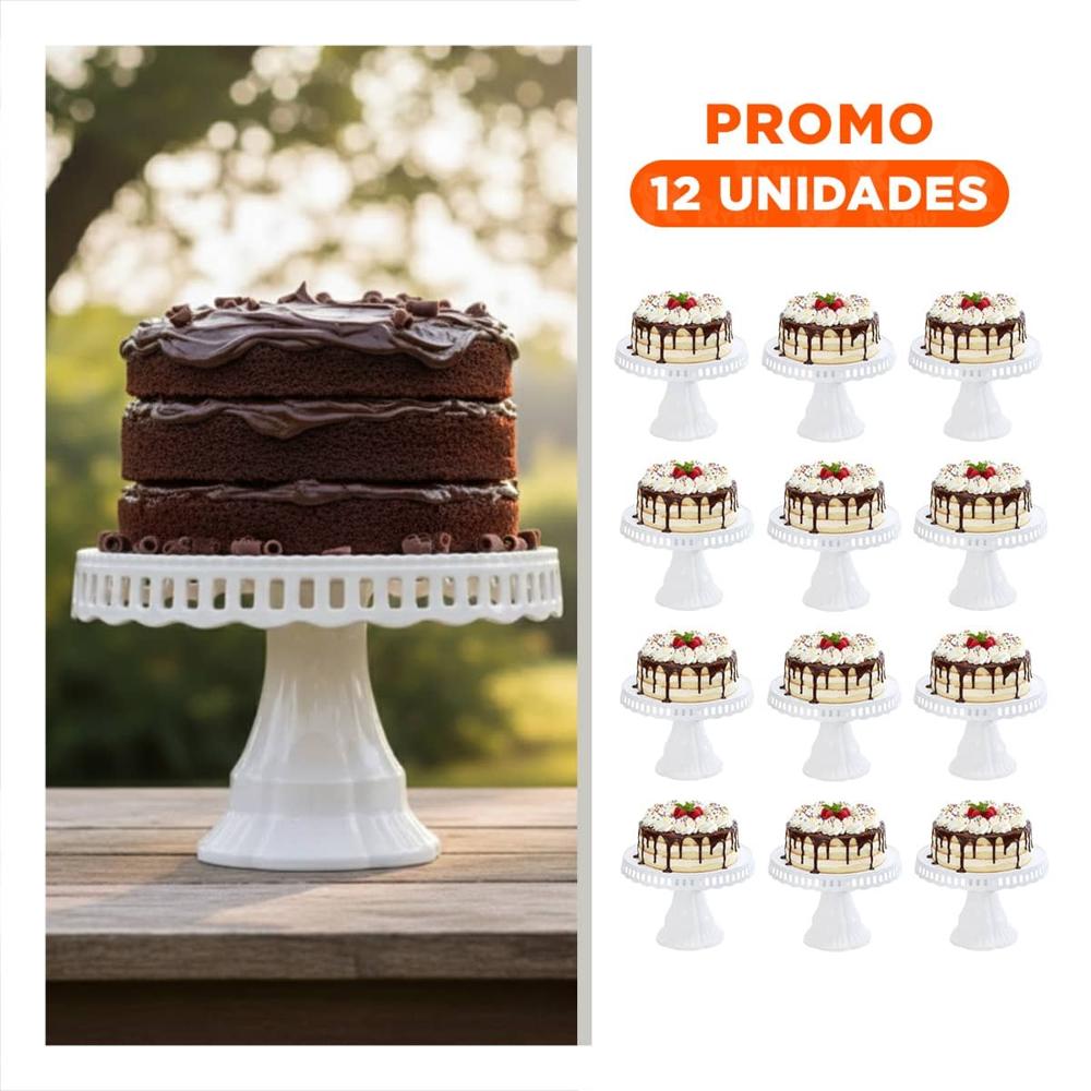 Pack12 Soporte Elegante Porta Torta Blanco 32 cm para Celebracion