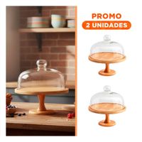 Pack2 Plataforma Madera con Cupula de Vidrio 30cm Transparente para Exposicion YRegalo Sticker