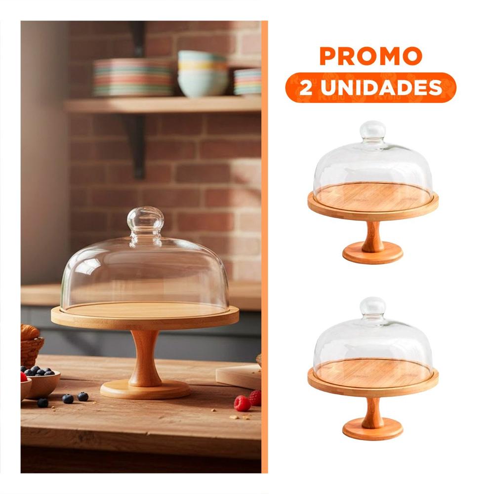 Pack2 Plataforma Madera con Cupula de Vidrio 30cm Transparente para Exposicion YRegalo Sticker