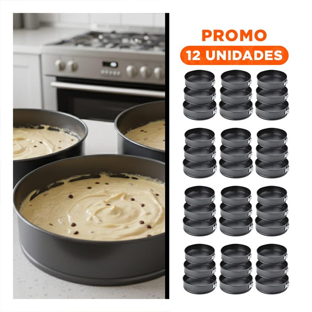 Pack12 Estilo Desmontable de Horno Plateado 3 Moldes Circulares