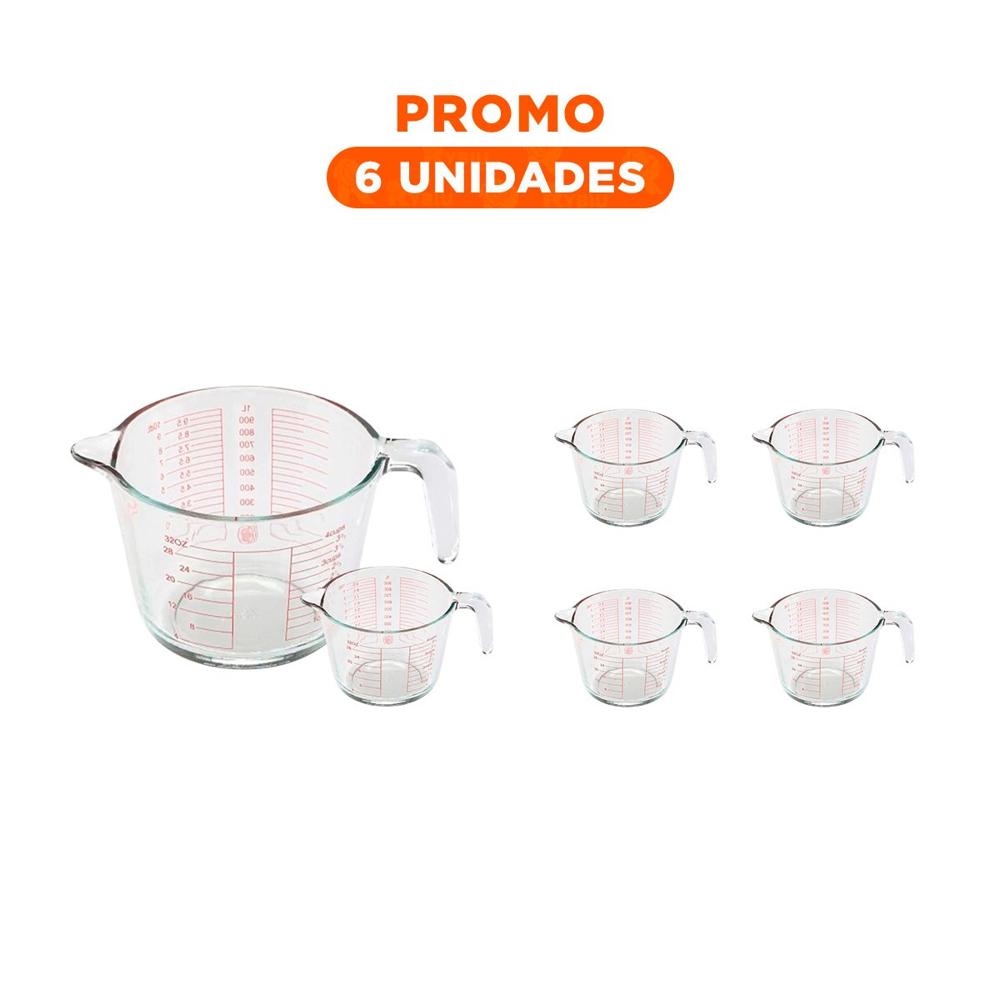 Pack6 Copita Medidora de Vidrio 1L Versatil para Cocina y Preparacion YRegalo Sticker