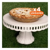 Pack4 Soporte Alto Porta Torta Blanco 32 cm para Mesa de Fiesta Y Regalo Sticker